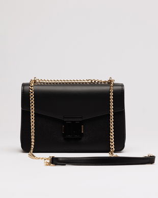 Geanta mica neagra din piele ecologica cu lant auriu