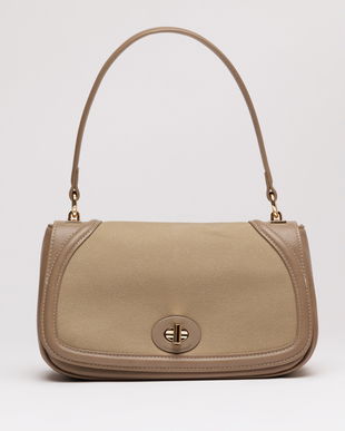 Geanta taupe din piele ecologica cu maner rotund