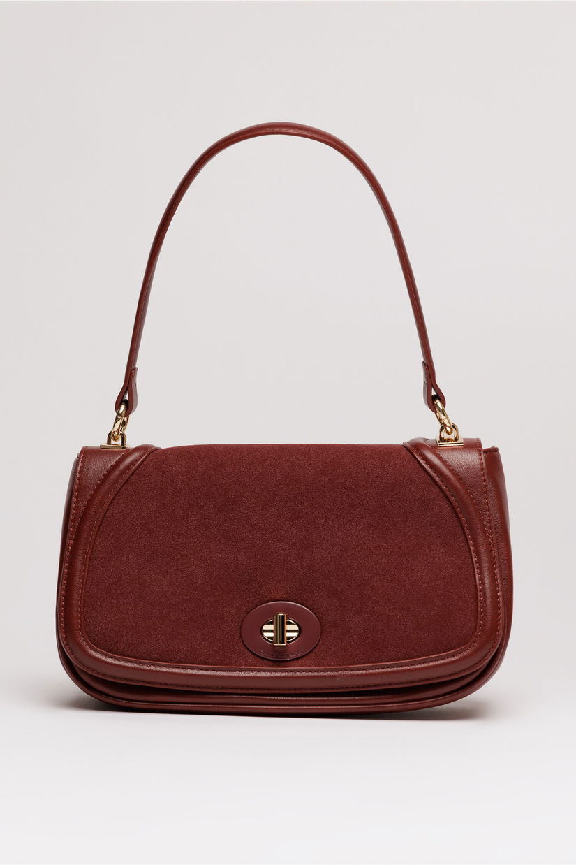 Geanta bordo din piele ecologica cu maner rotund