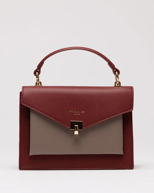 Geanta office mica din piele ecologica bordo cu taupe