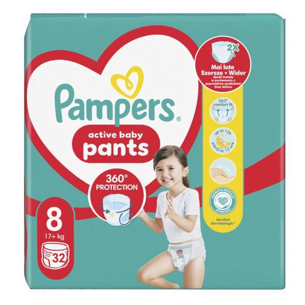 Scutece-Chilotel - Pampers Pants Active Baby, marimea 8 (17+ kg), 32 buc