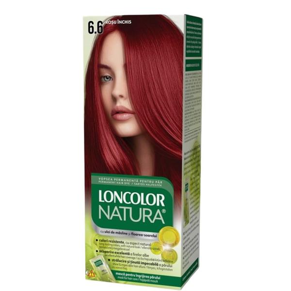 Vopsea Permanenta pentru Par cu Amoniac - Loncolor Natura, nuanta 6.6 Rosu Inchis, 1 pachet