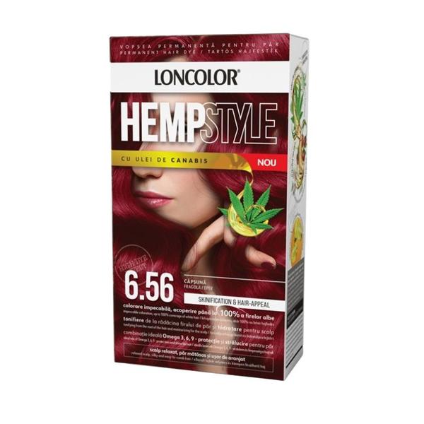 Vopsea Permanenta pentru Par cu Amoniac - Loncolor HempStyle, nuanta 6.56 Capsuna, 1 pachet