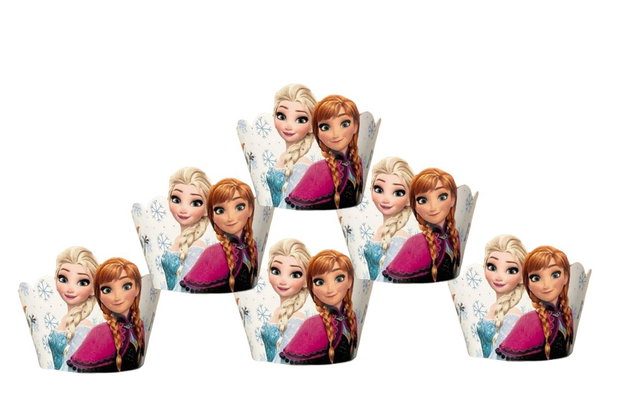 Învelitori pentru brioșe Elsa & Anna tematică Frozen, set de 6 bucăți