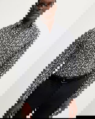 Paul Smith cămașă din bumbac bărbați, culoarea negru, cu guler clasic, slim, M1R-800P-P02609