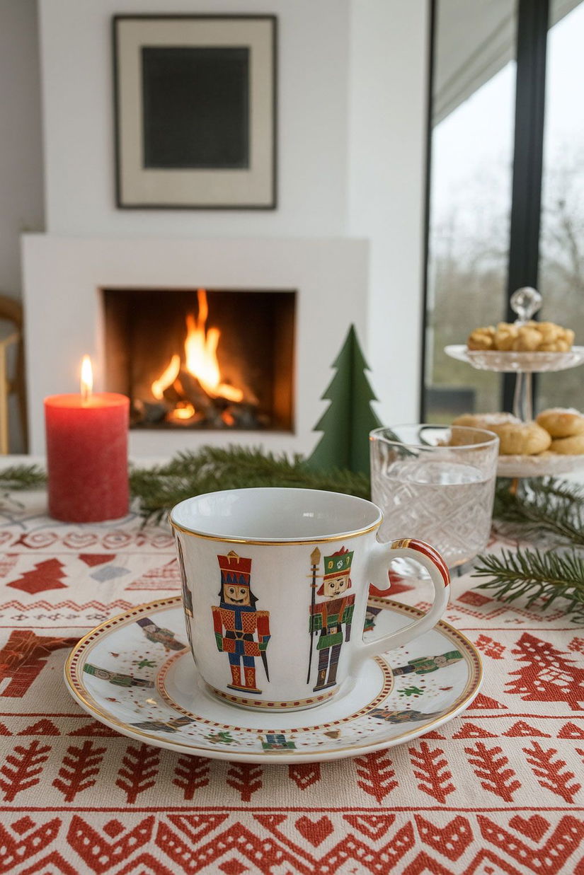 Set cadou Spargatorul de Nuci-ceasca Craciun si farfurioara