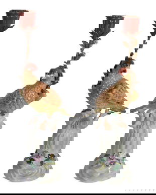 Set doua sfenice papagali din portelan Craquelle