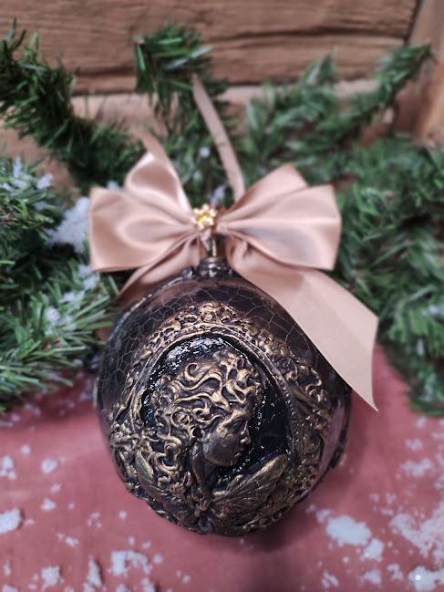 Glob Regal Handmade Înger Baroc și Eleganță Vintage pentru Crăciun