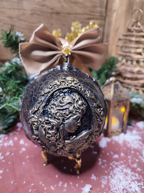 Glob Regal Handmade Înger Baroc și Eleganță Vintage pentru Crăciun