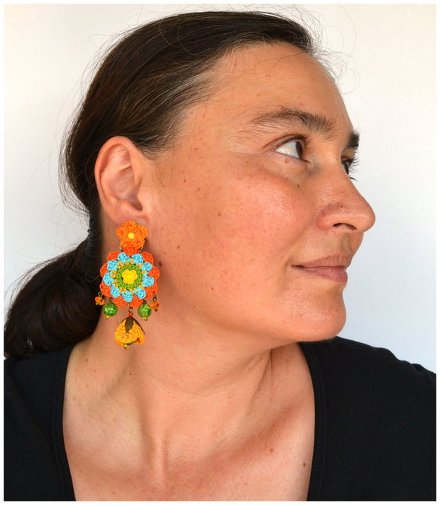 Cercei mandala multicolori, cercei etno
