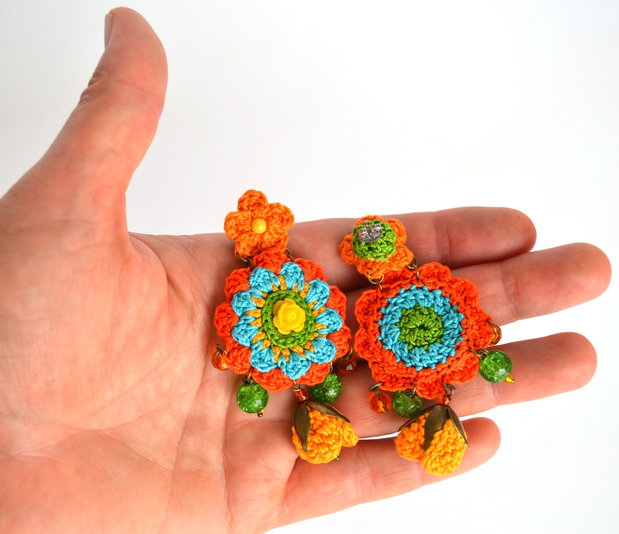 Cercei mandala multicolori, cercei etno