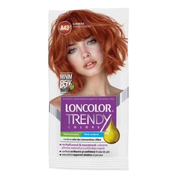 Vopsea de Par Semipermanenta - Loncolor Trendy Colors, nuanta A43 Aramiu Deschis/Sunrise, 2 x 25 ml