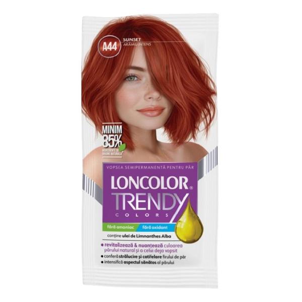 Vopsea de Par Semipermanenta - Loncolor Trendy Colors, nuanta A44 Aramiu Intens/Sunrise, 2 x 25 ml