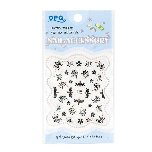 Sticker unghii, Global Fashion, 3D Nail Accessory OPQ H5, Negru