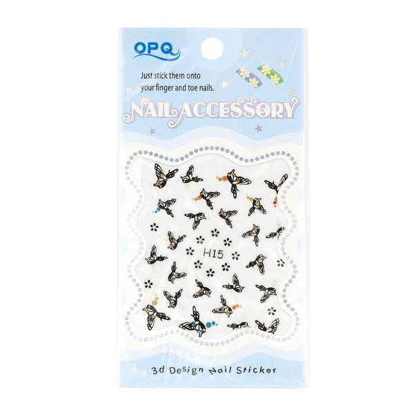 Sticker unghii, Global Fashion, 3D Nail Accessory OPQ H15 , Negru