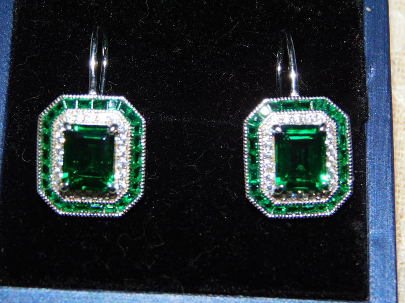 Set nou Italia ,  cercei si  inel ,    sterling silver ,  safir verde , smarald