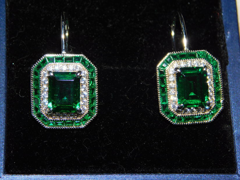 Set nou Italia ,  cercei si  inel ,    sterling silver ,  safir verde , smarald