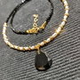 Colier vermeil perle naturale de cultura baroc mini spinel negru onix GAVBARI medalion minimalist boho chic trendy - Transport gratuit
