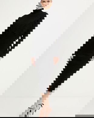 Morgan rochie și pulover culoarea negru, midi, mulată, RMORIA