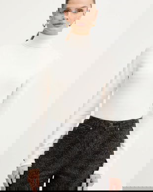 Morgan pulover culoarea bej, light, cu guler, MFLORIA