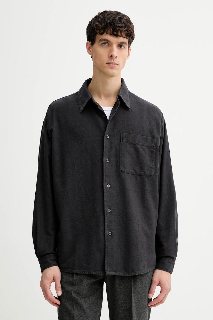 American Vintage cămașă din bumbac culoarea gri, cu guler clasic, relaxed, MENY06A