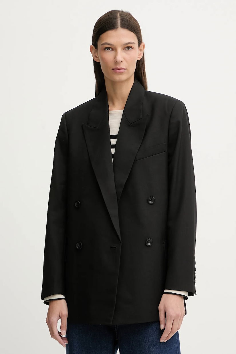 G-Star jachetă cu lână culoarea negru, cu două rânduri de nasturi, uni, D27131.E200