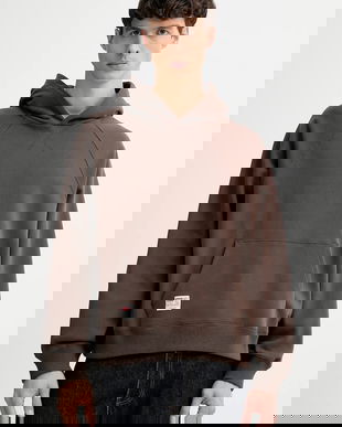 Levi's hanorac de bumbac culoarea maro, cu glugă, cu imprimeu, 0034R