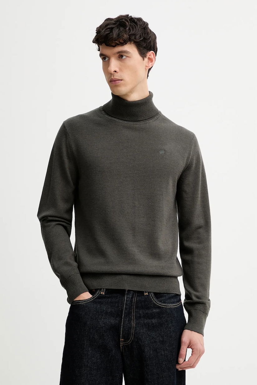 G-Star pulover de lână culoarea verde, cu guler, D27706.B692