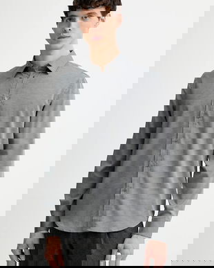 Sisley cămașă culoarea gri, cu guler clasic, regular, 5EY3SQ049