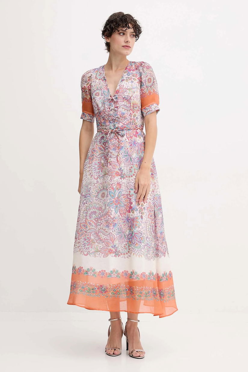 Hale BOB rochie din mătase culoarea alb, maxi, evazați, 55AL612M