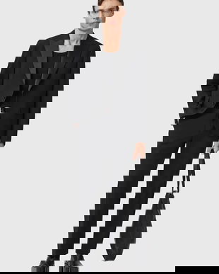 AllSaints pantaloni GERMAIN bărbați, culoarea negru, drepți M010QD