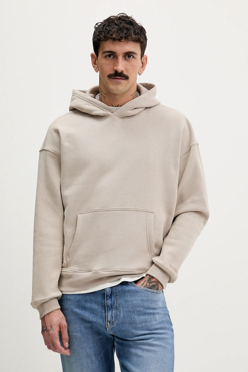 Hollister Co. bluză culoarea bej, cu glugă, uni, KI322-5147-400