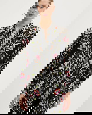 Farm Rio cămașă culoarea negru, cu guler clasic, relaxed, 350099