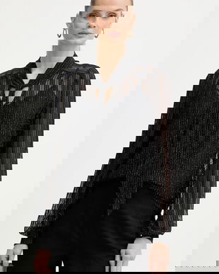 Morgan bluză culoarea negru, cu imprimeu, TEVAL