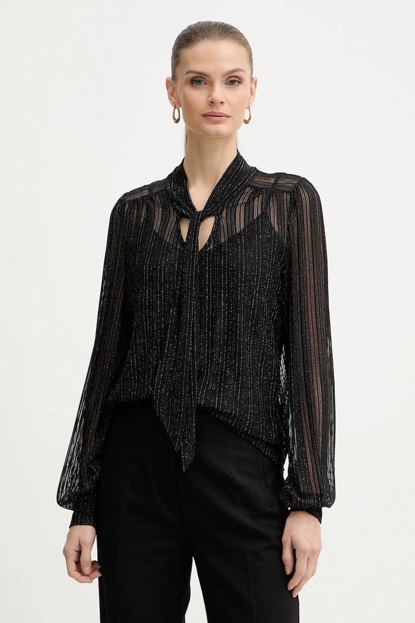 Morgan bluză culoarea negru, cu imprimeu, TEVAL