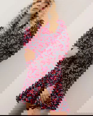 Bizuu body PINGANG culoarea roz, cu imprimeu, PINGANG RÓŻOWY