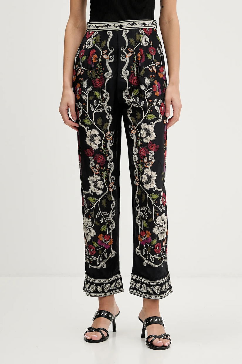 Farm Rio pantaloni culoarea negru, drept, high waist, 350100