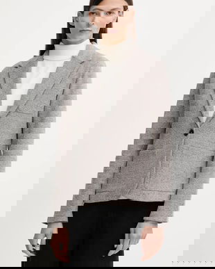 Marc O'Polo sacou culoarea bej, un singur rând de nasturi, cu imprimeu, 511304458011