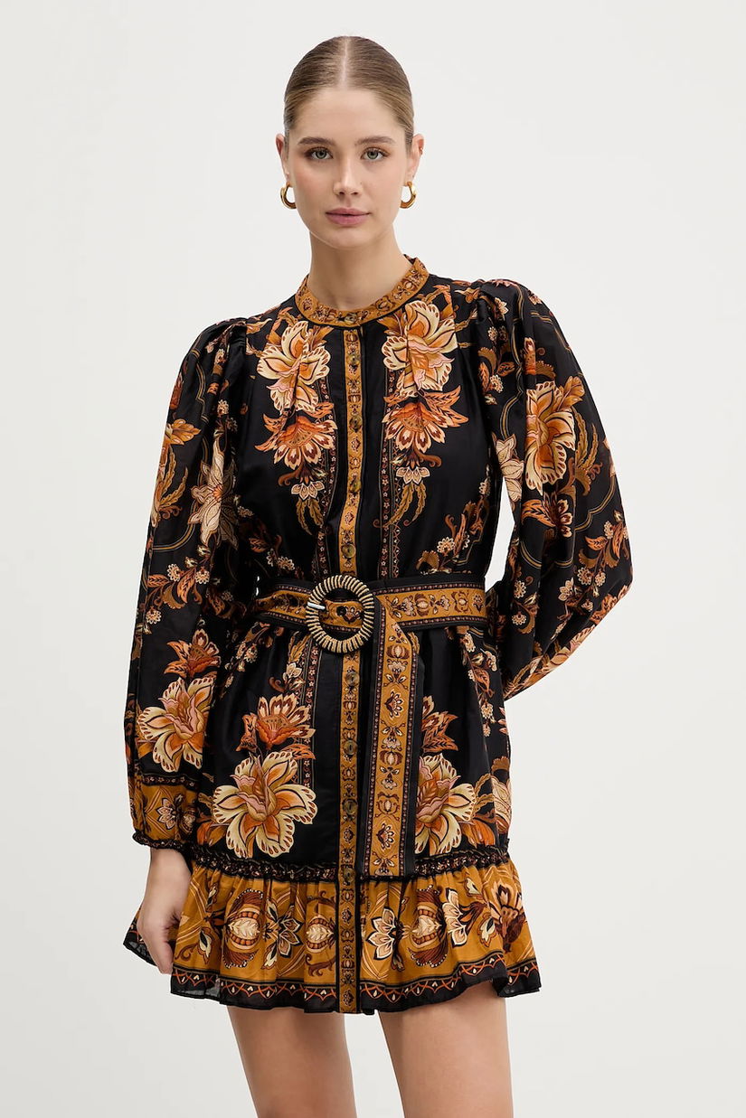 Farm Rio rochie din bumbac culoarea negru, mini, evazați, 344142