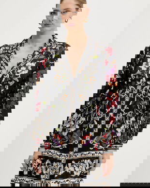 Farm Rio rochie culoarea negru, mini, evazați, 344649