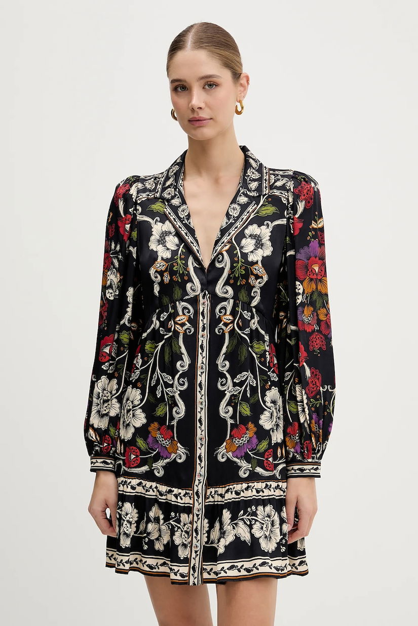 Farm Rio rochie culoarea negru, mini, evazați, 344649