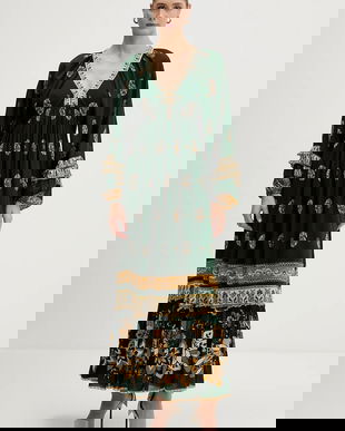 Farm Rio rochie culoarea verde, maxi, evazați, 351135