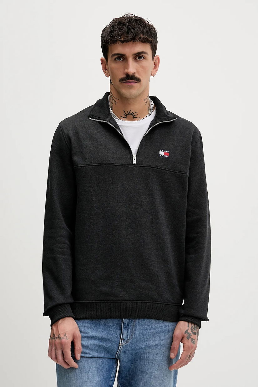 Tommy Jeans bluză culoarea gri, uni, DM0DM22344