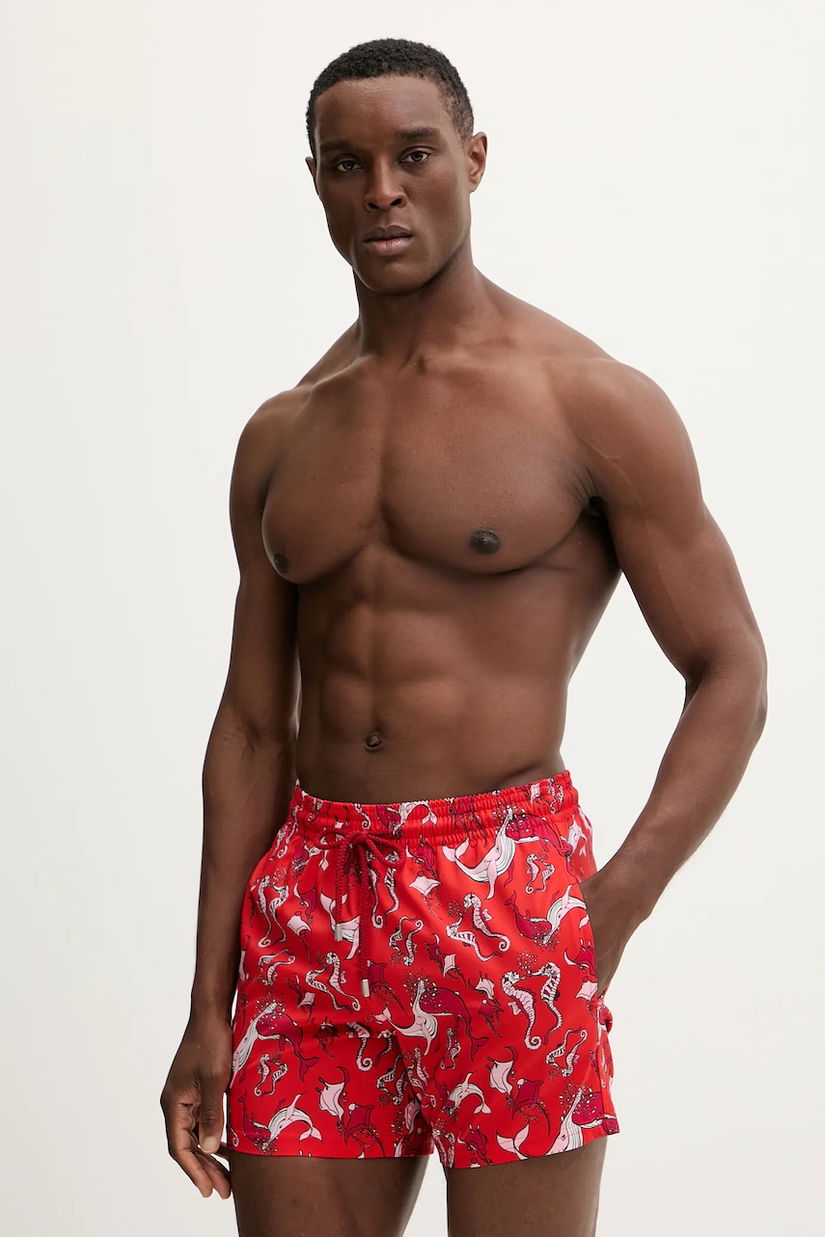 Vilebrequin pantaloni scurți de baie MOORISE culoarea roșu, MSODF514
