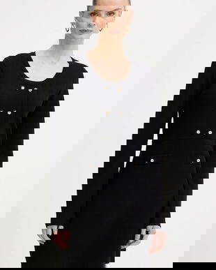 Morgan rochie culoarea negru, mini, mulată, RMRETRO