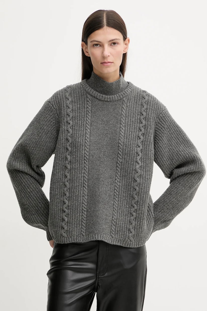 G-Star pulover de lână culoarea gri, călduros, cu guler, D27730.D770