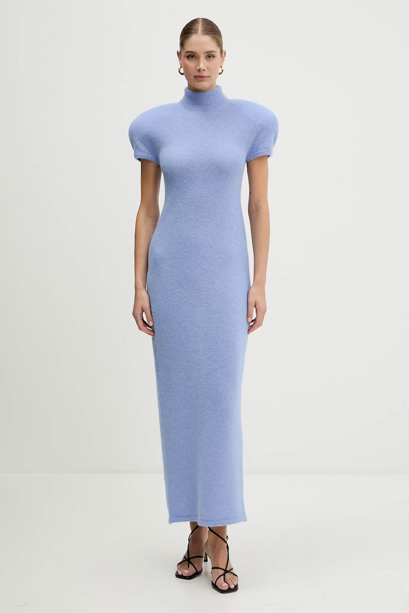 La Mania rochie cu lână NOIR maxi, mulată, NOIR