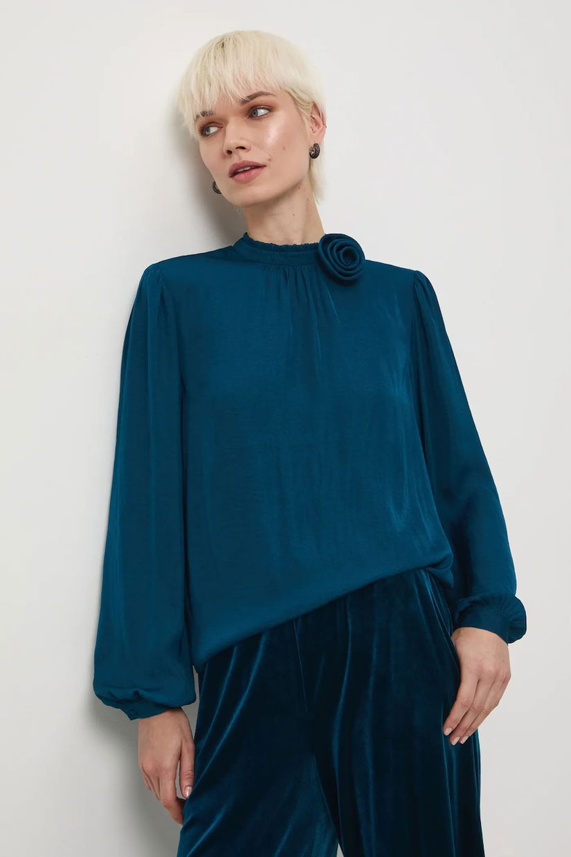 Medicine bluza culoarea turcoaz, neted