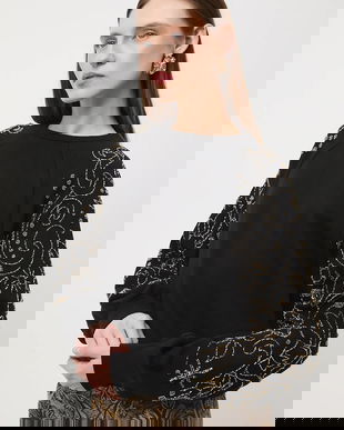 Medicine bluza culoarea negru, cu imprimeu