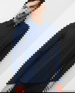 Medicine camasa din bumbac culoarea albastru marin